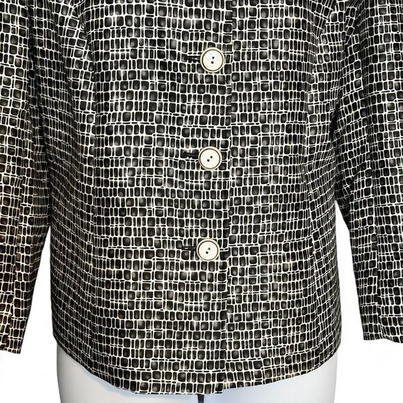 Talbots Classic Blazer Jacket Plus Size 14W Black White Silk Wool Career Vintage - Picture 6 of 10